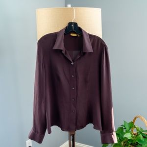 Eggplant Button Front Silk Blouse | Caslon